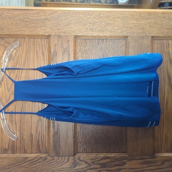 Maurices Lined Blue Stitched Halter Tank Top Size Large - Picture 5 of 7